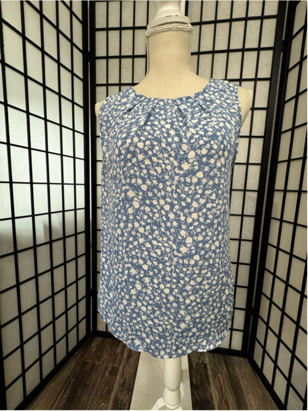 Women's 41 Hawthorn Floral Tank Top Blue White Size S